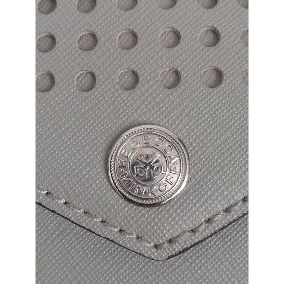 Rebecca Minkoff Genuine Leather Gray Cutout Envelope Flap Crossbody Clutch Bag - Picture 6 of 12